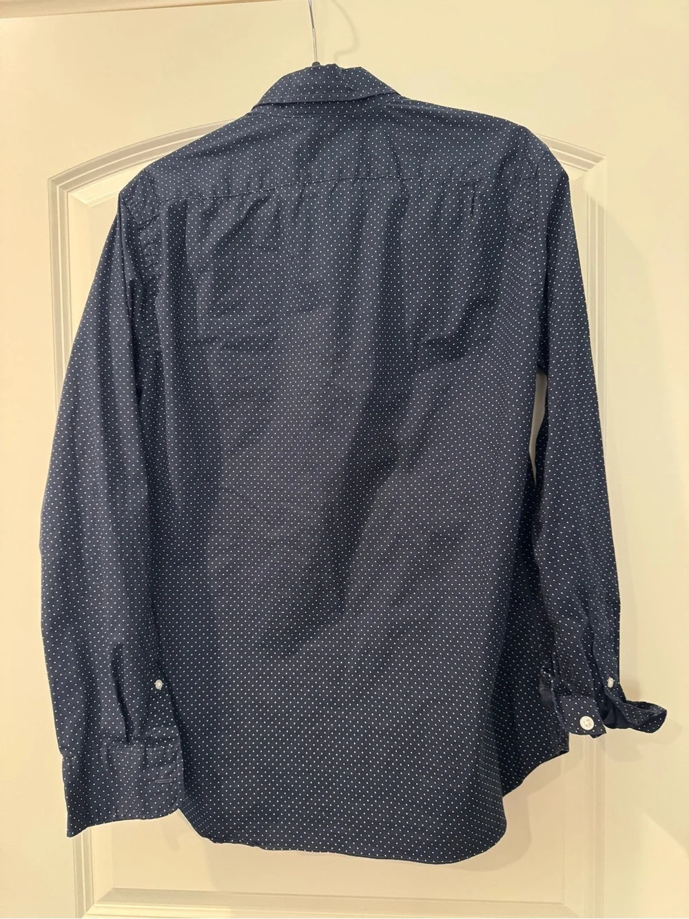 J.Crew Flex Washed Slim Fit Blue White Polka Dot Button Down Shirt Medium